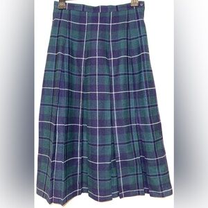 The Eagle’s Eye Vintage 90s 100% Wool Plaid Tartan Pleated Skirt Size 8 Holiday
